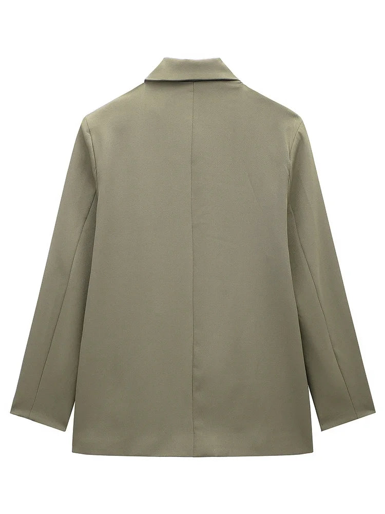 Willshela Women Vintage Double Breasted Blazer with Pockets