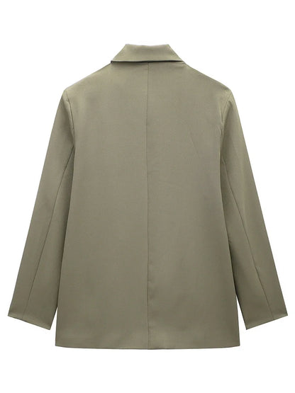 Willshela Women Vintage Double Breasted Blazer with Pockets