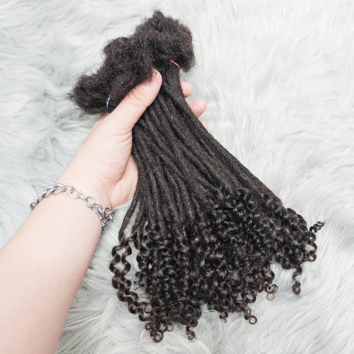 Natural Human Hair Dreadlock Extensions 8-12 Inch Curly Ends