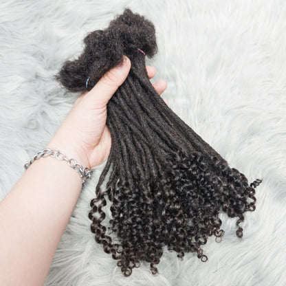 Natural Human Hair Dreadlock Extensions 8-12 Inch Curly Ends