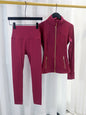 Gold Zipper Jacket and Yoga Pants Set