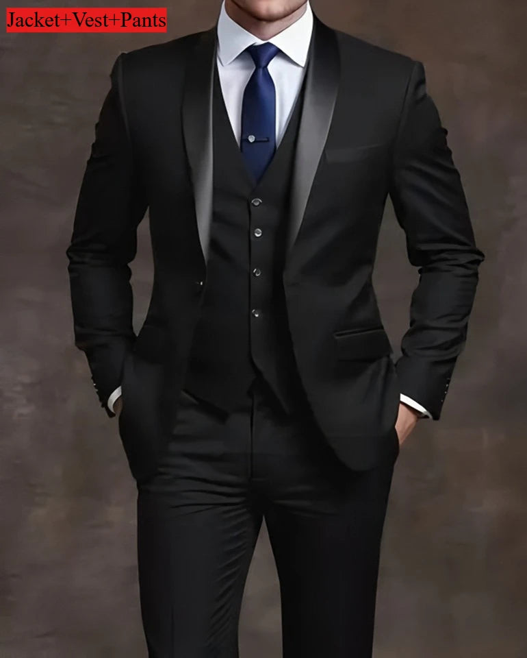 Slim Fit Black Tuxedo Suit Set for Men