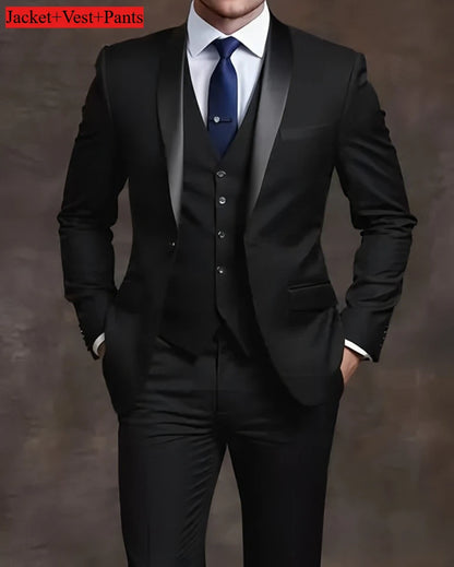 Slim Fit Black Tuxedo Suit Set for Men