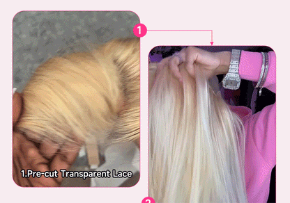 613 Glueless Human Hair Lace Closure Wig Blonde Straight