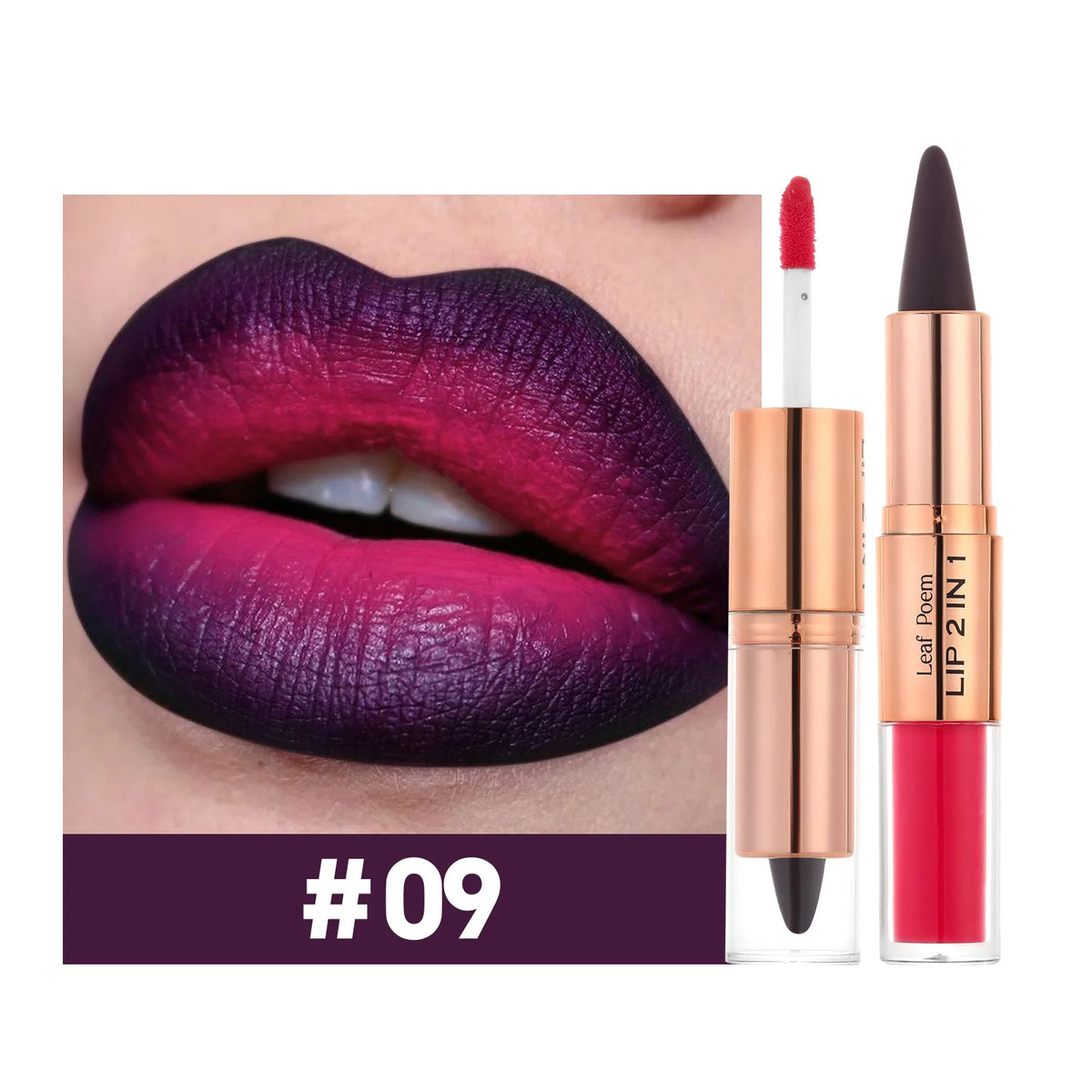 Waterproof Matte Black Lipstick and Lipgloss Duo