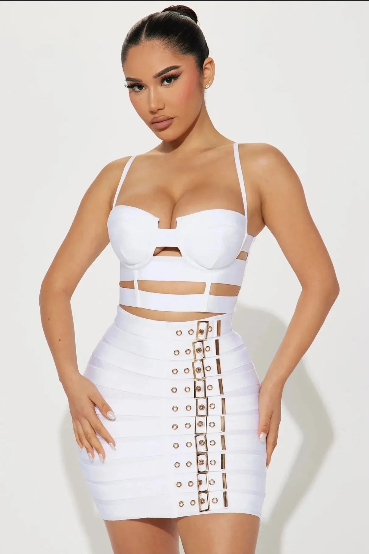 Women Sexy Bandage Tops and Pencil Skirt Set