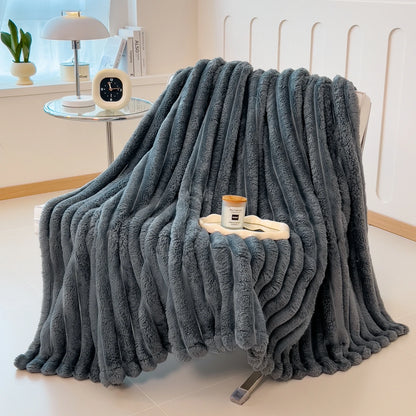 Striped Coral Fleece Multifunctional Blanket