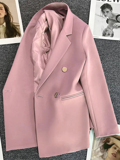 Elegant Women's Double Breasted Blazer Coat