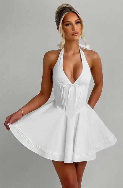 Avrilyaan Off Shoulder Backless A-line Mini Dress