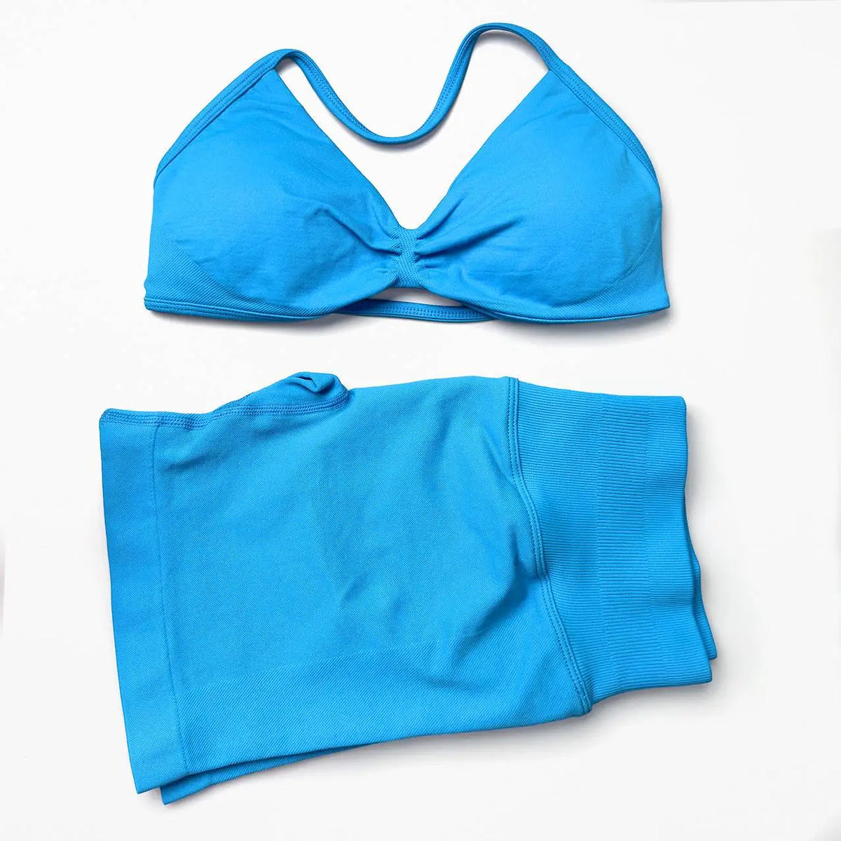 Seamless Strappy Yoga Bra and Scrunch Butt Shorts Set
