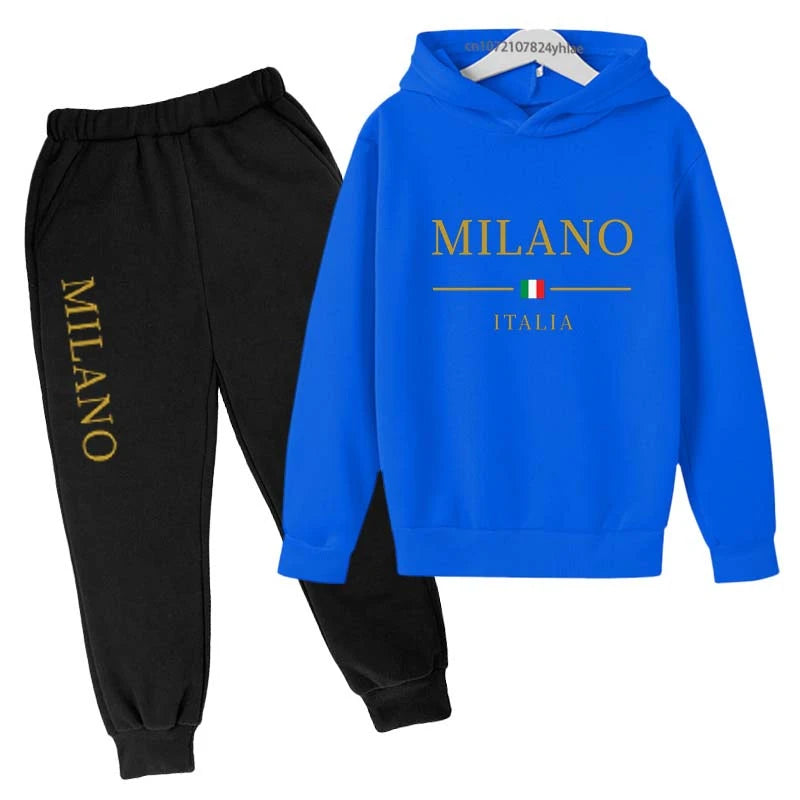 Kids Pullover Hoodie and Pants Tracksuit Set