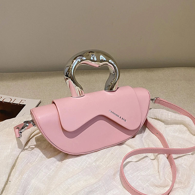 Solid PU Shoulder Bag with Hasp Compartment