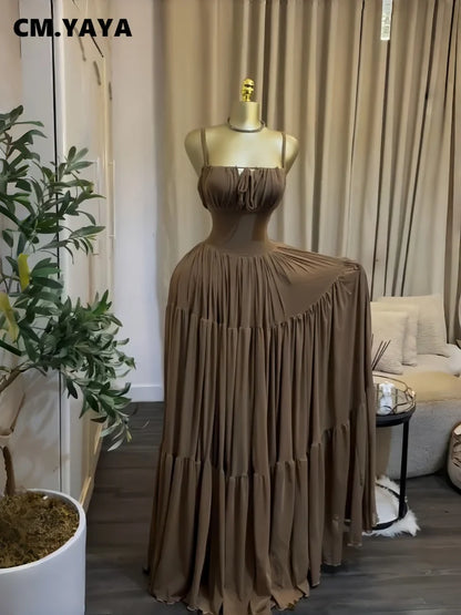 Summer Women Halter Maxi Dress Slim Polyester Beach Party