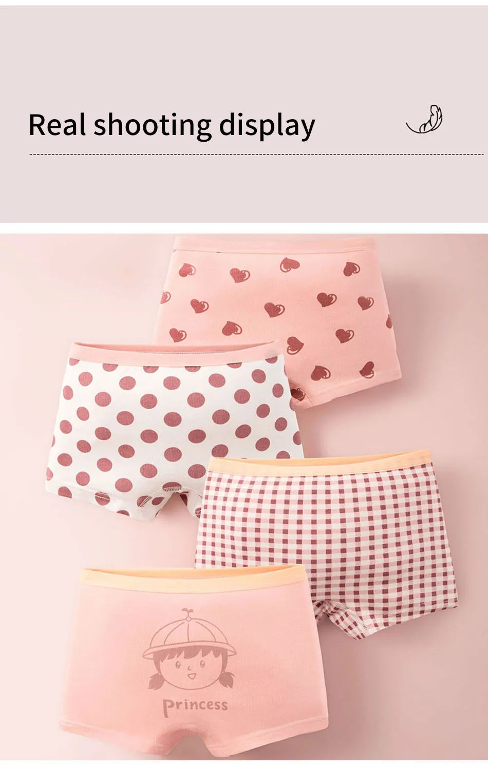 Summer Girl Cartoon Cotton Boyshorts Underwear Set