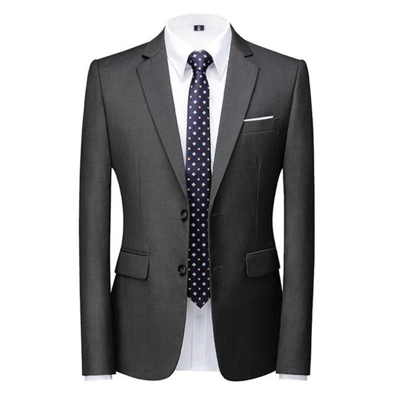 Men's Solid Color Formal Suit Jacket Slim Fit Blazer