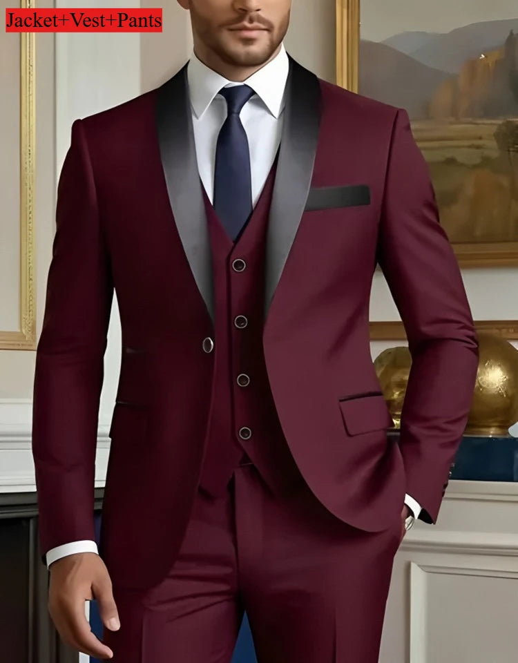 Slim Fit Black Tuxedo Suit Set for Men