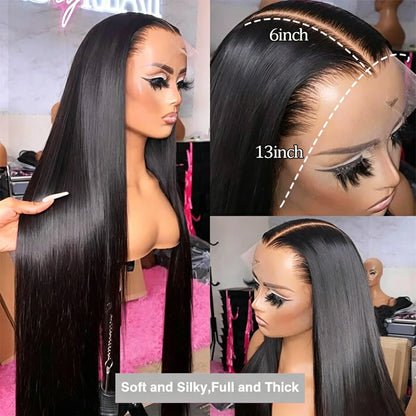 Straight Human Hair Lace Front Wig 40 42 Inch