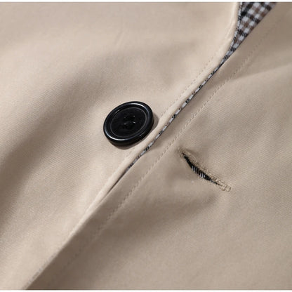 Double-Sided Long Trench Coat for Women with Pockets