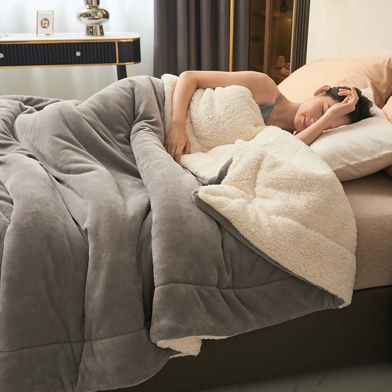 Plush Thick Winter Blanket Double Layer Milk Fleece