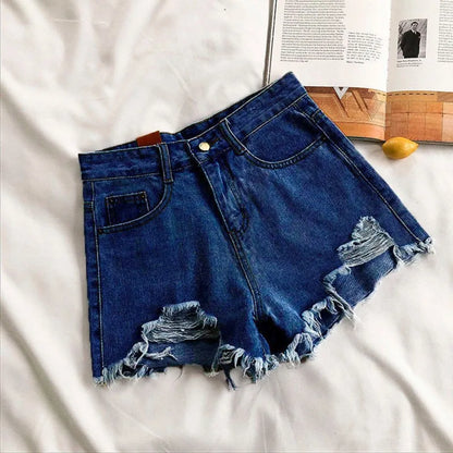 High Waist Ripped Denim Shorts for Women Summer Casual