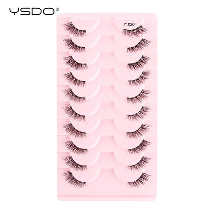 YSDO 5/10 Pairs Natural Soft Black Half Lashes