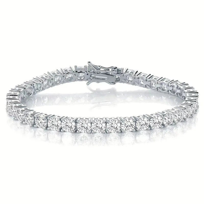 Zircon Tennis Bracelet 925 Silver Plated for Unisex