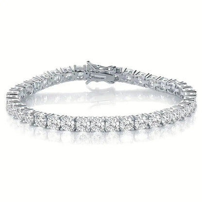 Zircon Tennis Bracelet 925 Silver Plated for Unisex