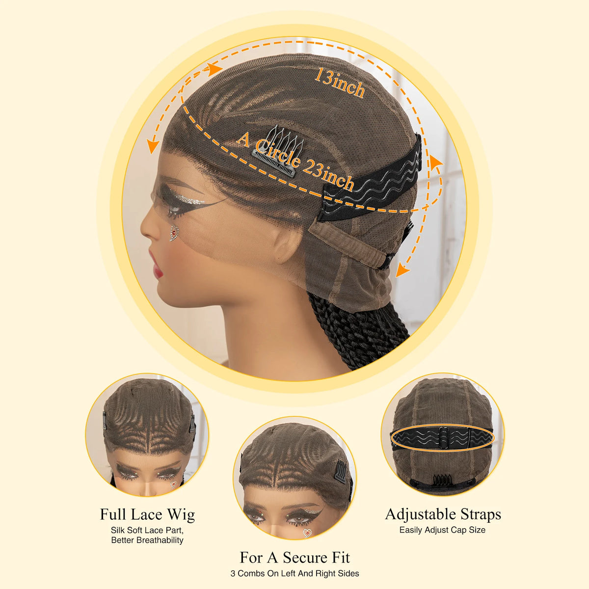 Synthetic Full Lace Cornrow Braided Wig for Black Women