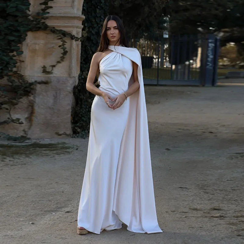 Elegant Halter Dress Women Solid Backless Maxi Dress