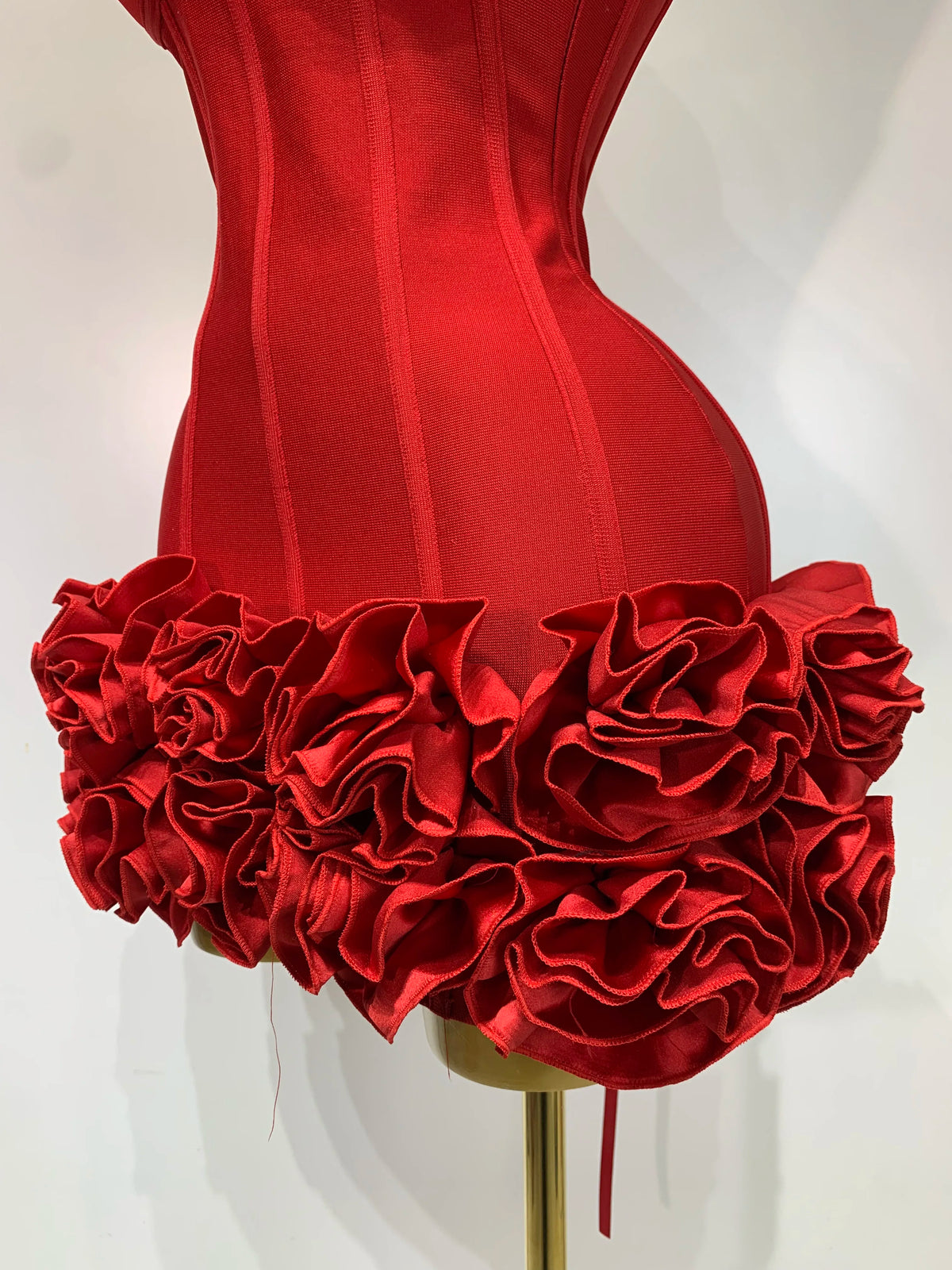 Women Strapless Backless Flower Embellished Mini Dress