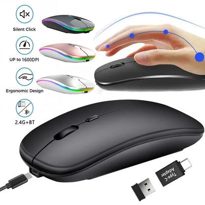Rechargeable Wireless Mouse Dual Modes for PC and Laptop