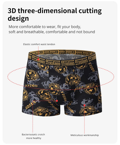 Men's Black Gold Printed Boxer Underwear 5/10 Pack