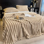 Thickened Wide Striped Flannel Blanket for Sofa and Bed