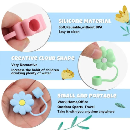 Silicone Dustproof Straw Covers 10mm Pack of 4