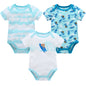 Baby Boy Summer Cotton Bodysuit Set Blue Grey Tie Print