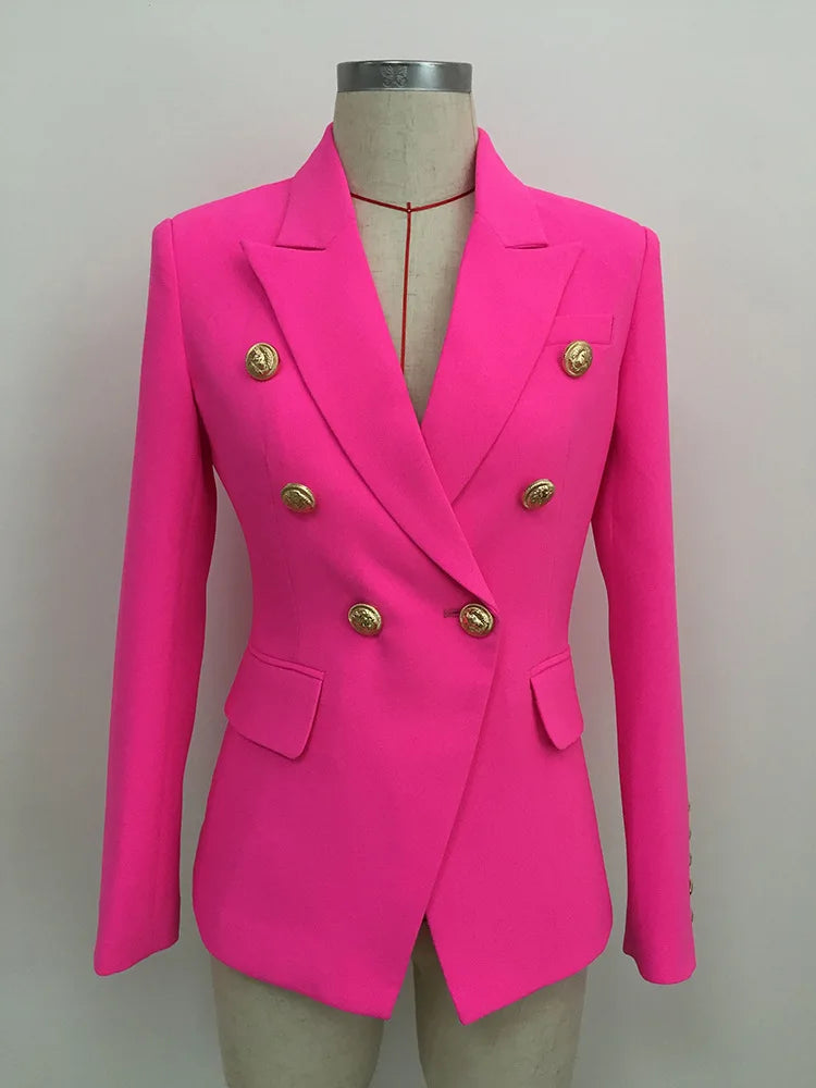 Women's Classic Double Breasted Blazer with Metal Buttons