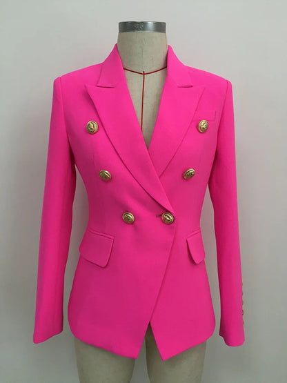 Women's Classic Double Breasted Blazer with Metal Buttons