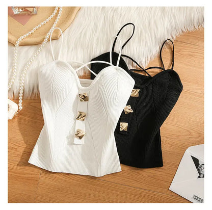 Knitted Camisole Tank Top for Women Summer Outerwear