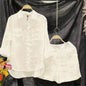 Cotton Linen Casual White Shirt and Shorts Set