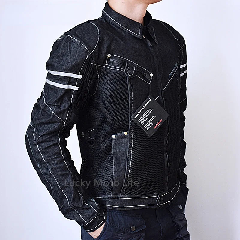 KOMINE JK006 Breathable Denim Mesh Motorcycle Jacket