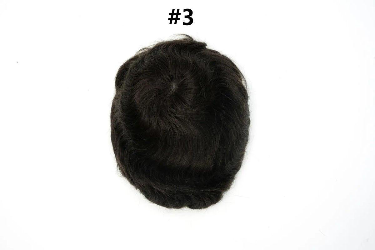 V Loop Silk Base Wavy Toupee for Men 8x10
