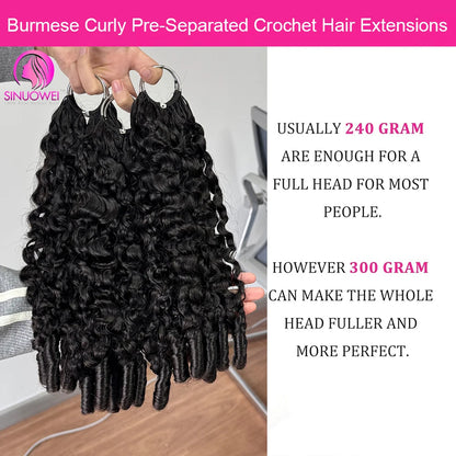 Burmese Curly Human Hair Feather Crochet Extensions