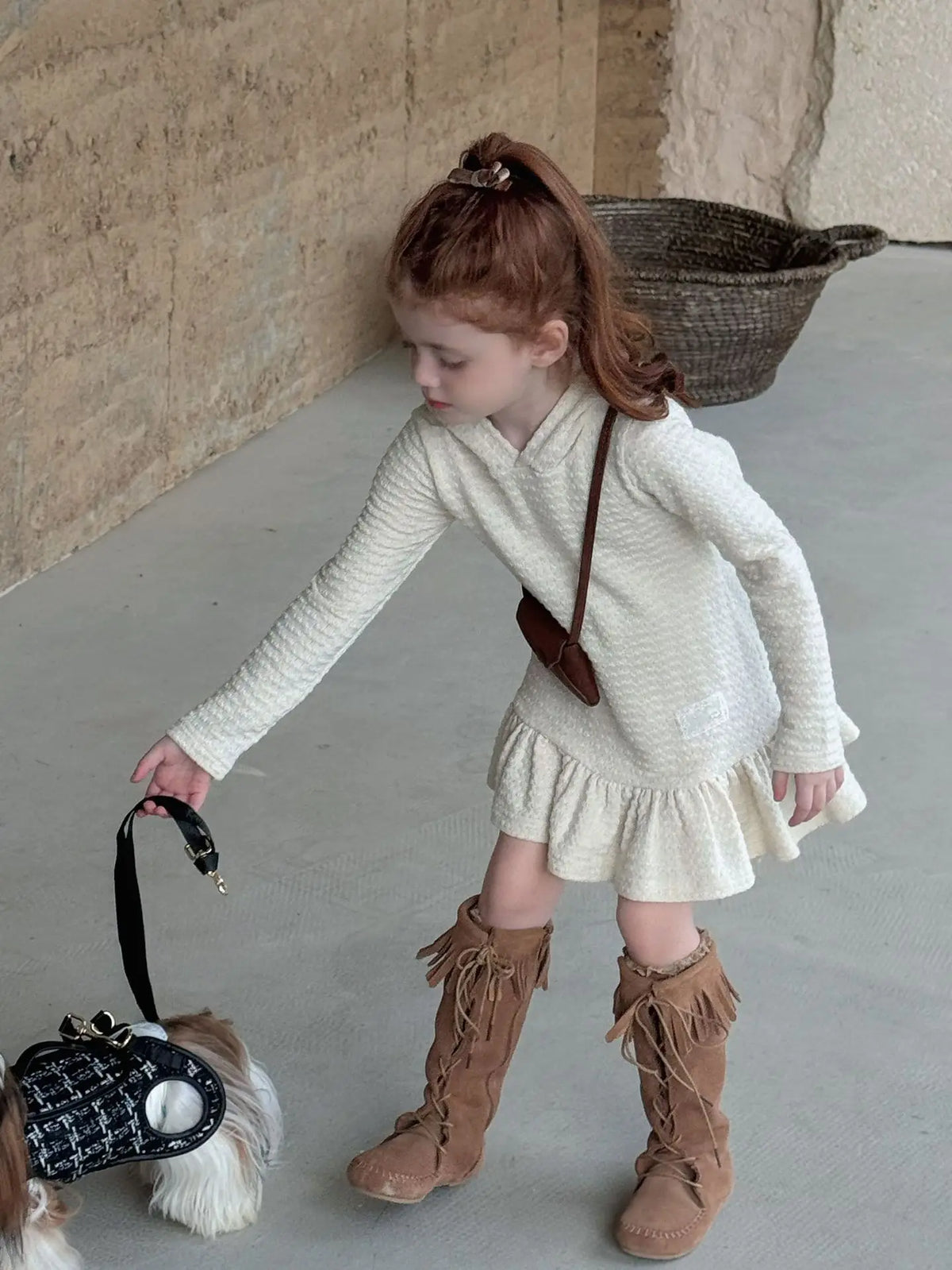 Hooded Knitted Lace Dress for Girls