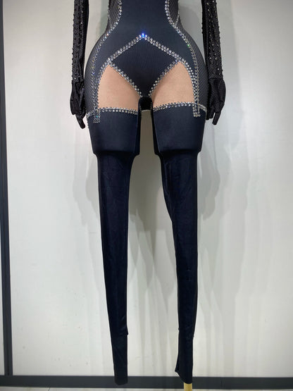 Sparkly Diamond Mesh Jumpsuit for Women