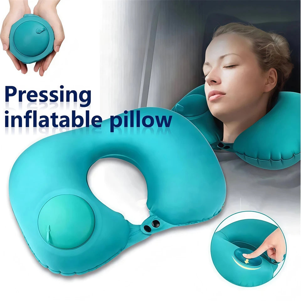 Foldable Inflatable U-Shaped Travel Pillow
