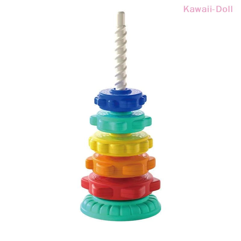 Montessori Rotating Rainbow Tower Baby Stacking Puzzle Toys