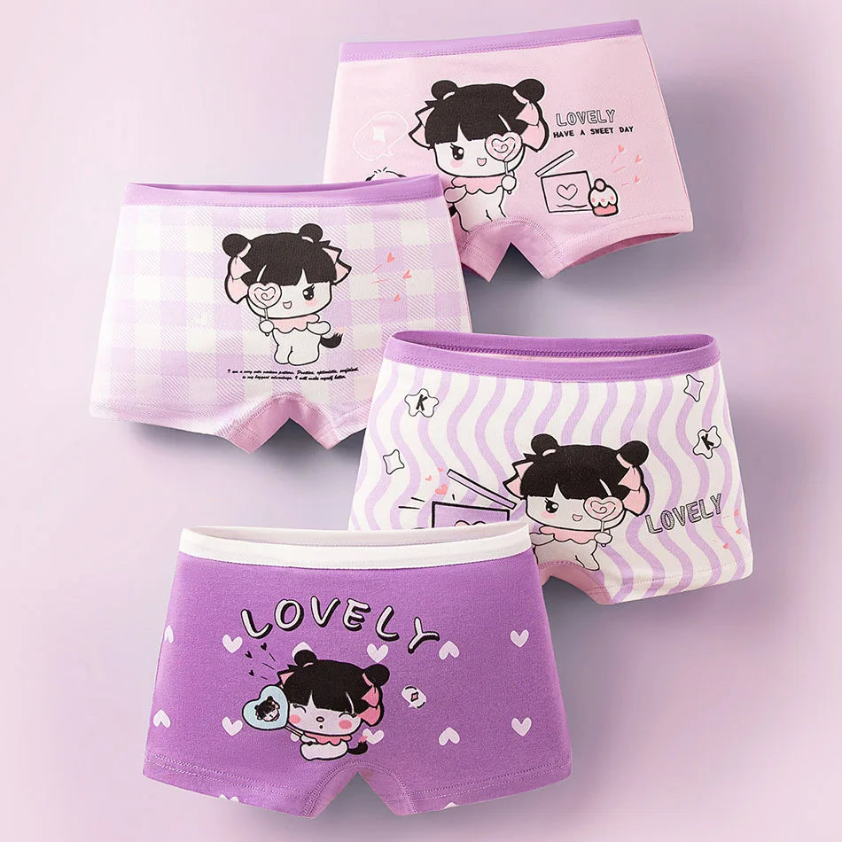 Summer Girl Cartoon Cotton Boyshorts Underwear Set