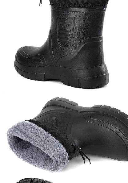 Men's Waterproof Velvet Rain Boots Casual Short Boot