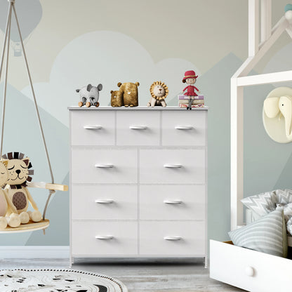 JHK Modern Fabric Dresser With 9 Storage Drawers