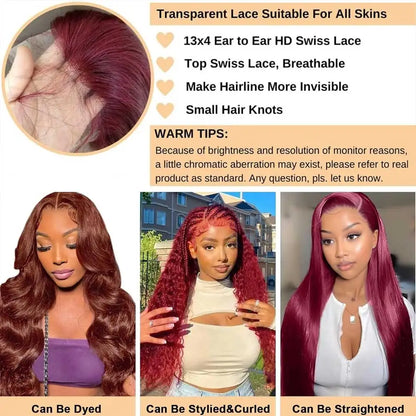 30 Inch Burgundy Body Wave Human Hair Wig